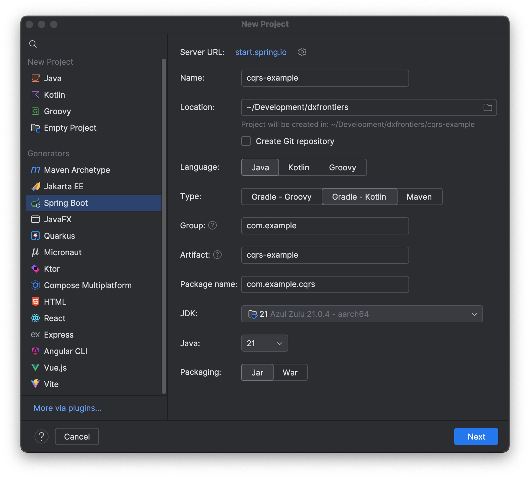 IntelliJ Spring Boot Step 1